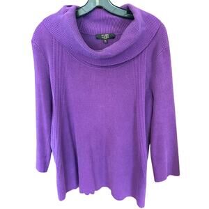 Alex Marie Womens Cowl Neck Pullover Silk Blend Sweater 2X Purple